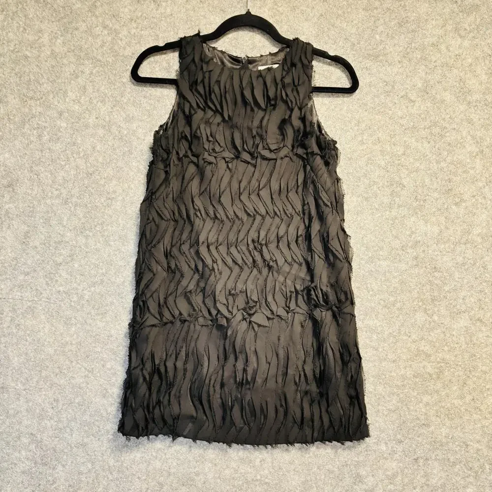 Milly Minis Dress Girls Size 14 Black Sleeveless Textured Chiffon Party USA